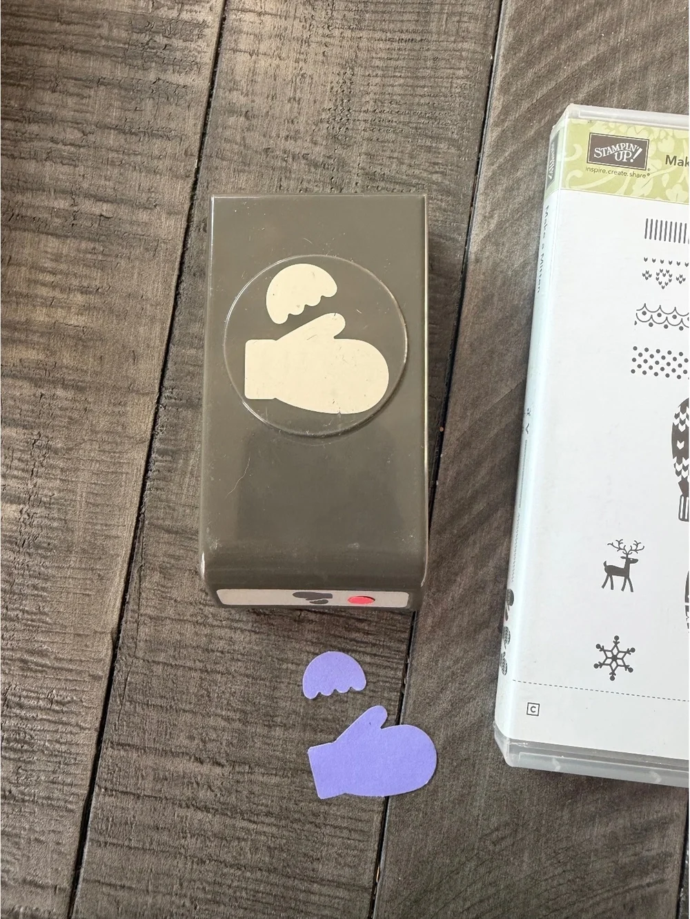 Stampin’ Up Make a Mitten stamp set with matching shape punch
